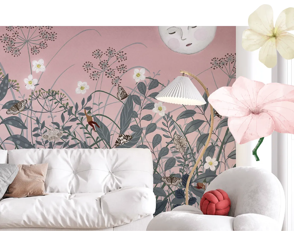 Mural Feminine and Pink Wallpaper for Women